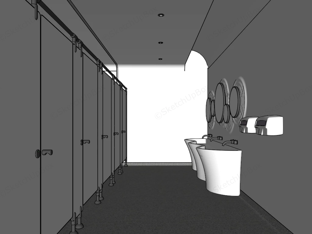 Minimalist Public Restroom Design sketchup model preview - SketchupBox