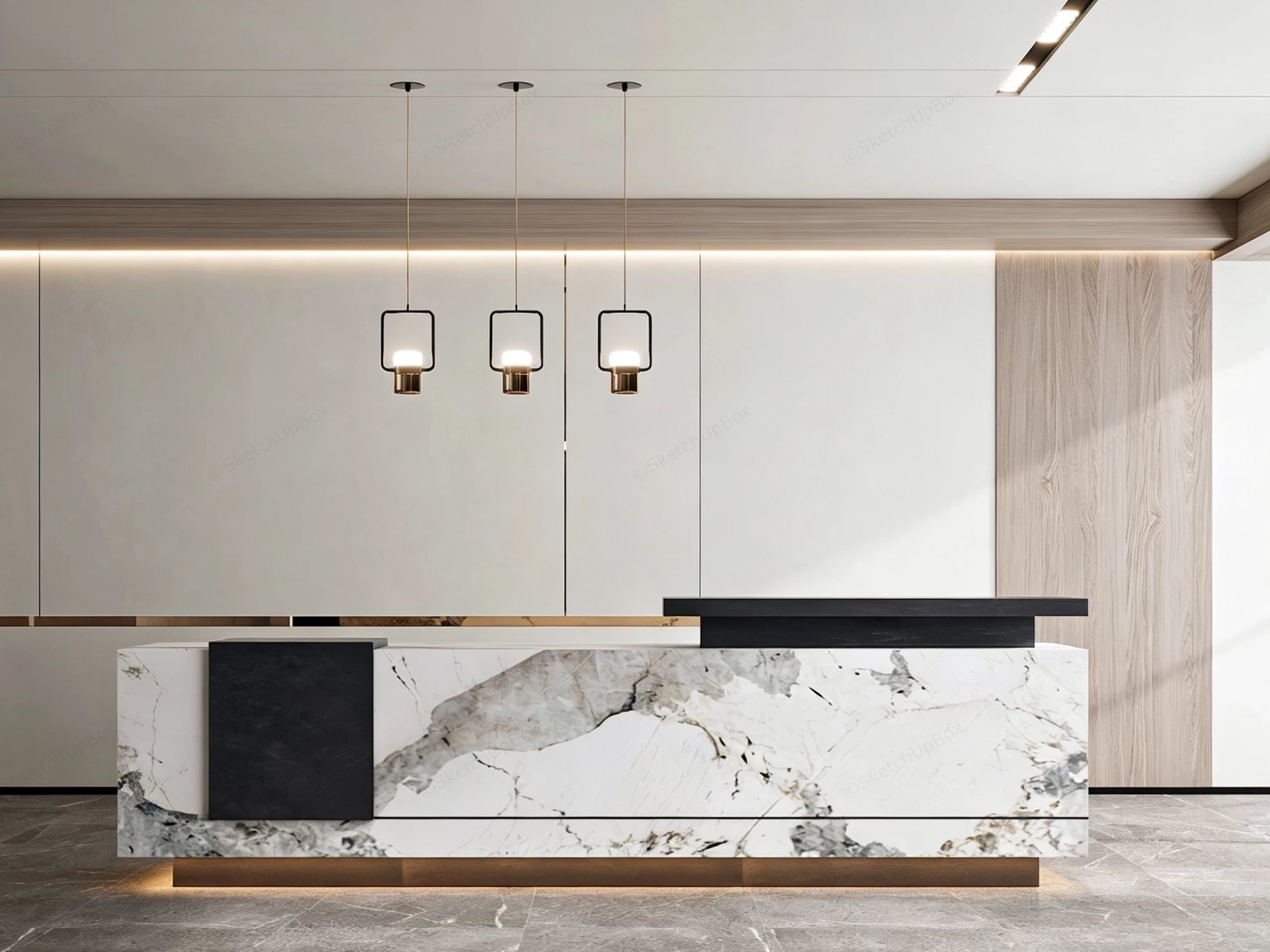 Luxurious Modern Reception Desk sketchup model preview - SketchupBox