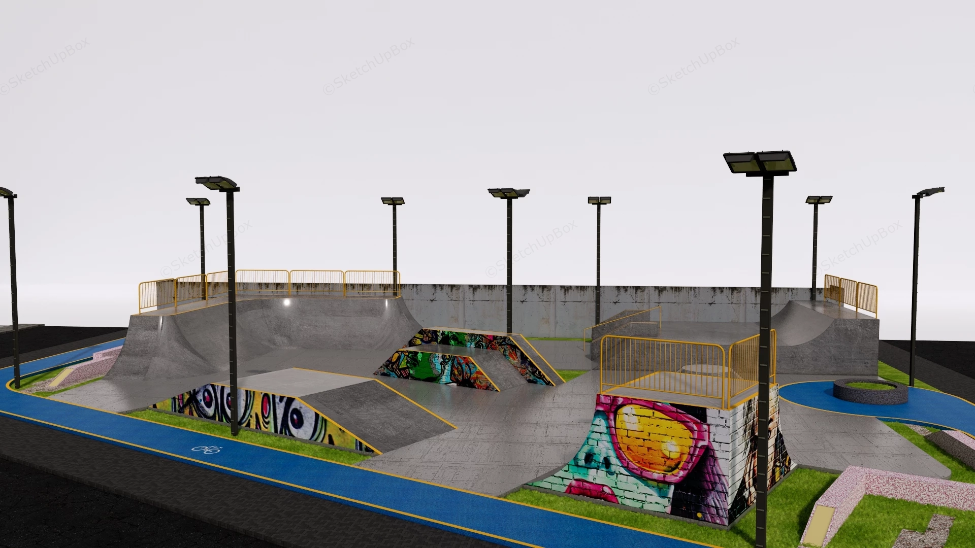 Modern Urban Skatepark sketchup model preview - SketchupBox