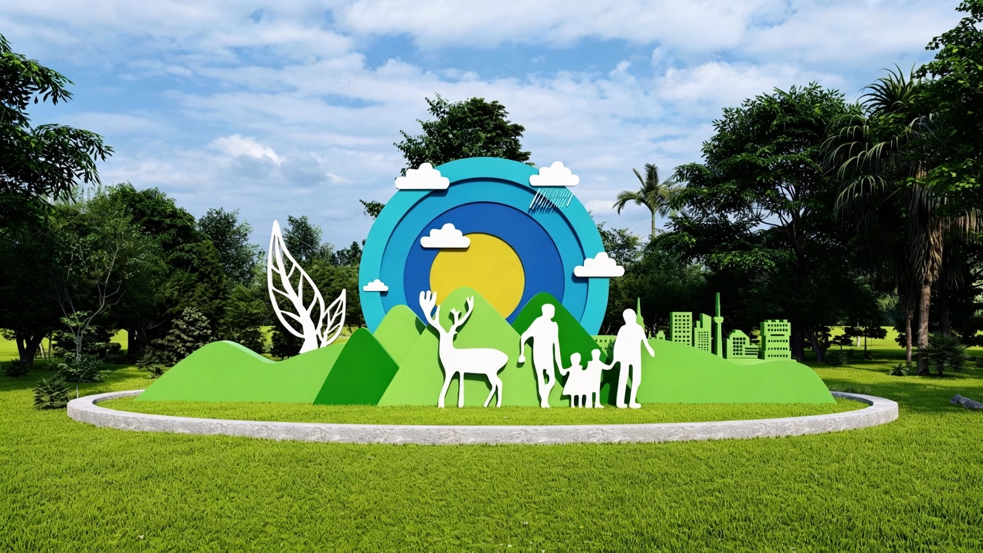 Colorful Parkland Installation sketchup model preview - SketchupBox