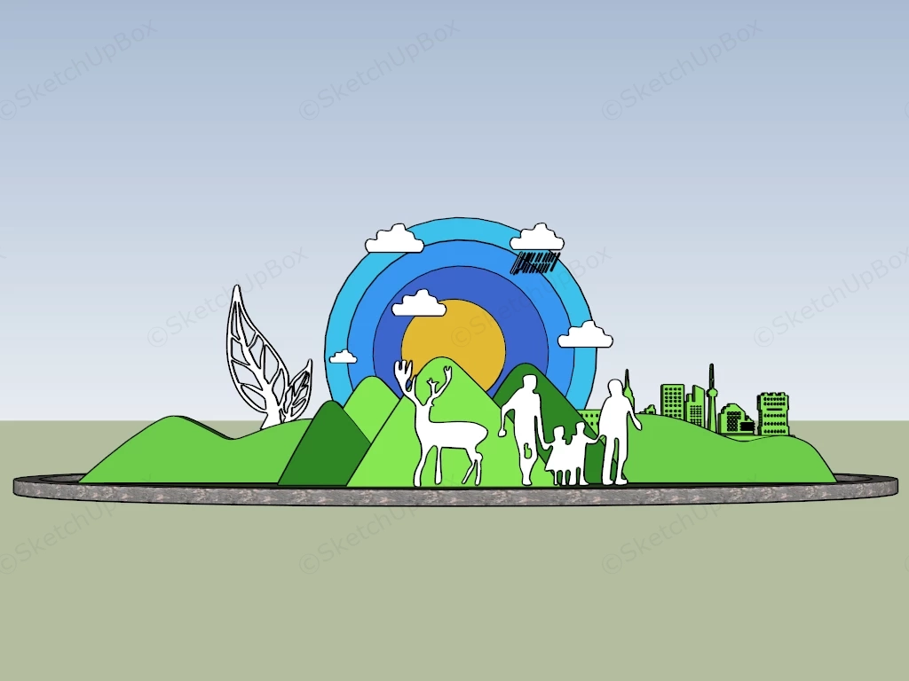 Colorful Parkland Installation sketchup model preview - SketchupBox
