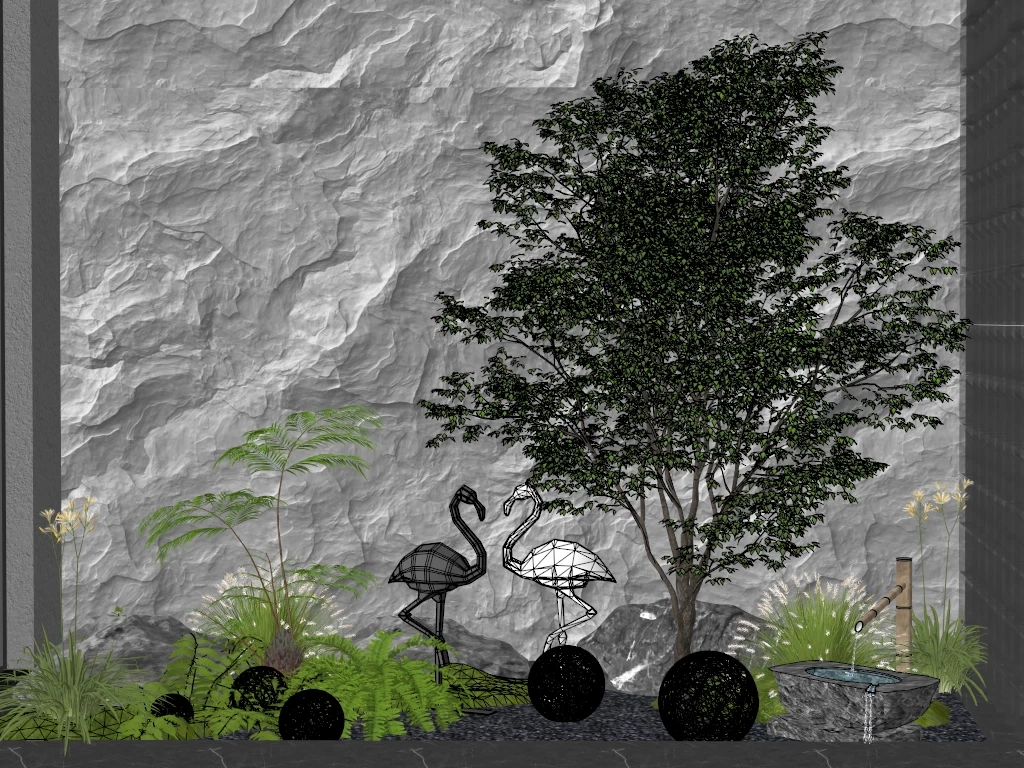 Modern Indoor Courtyard Garden sketchup model preview - SketchupBox