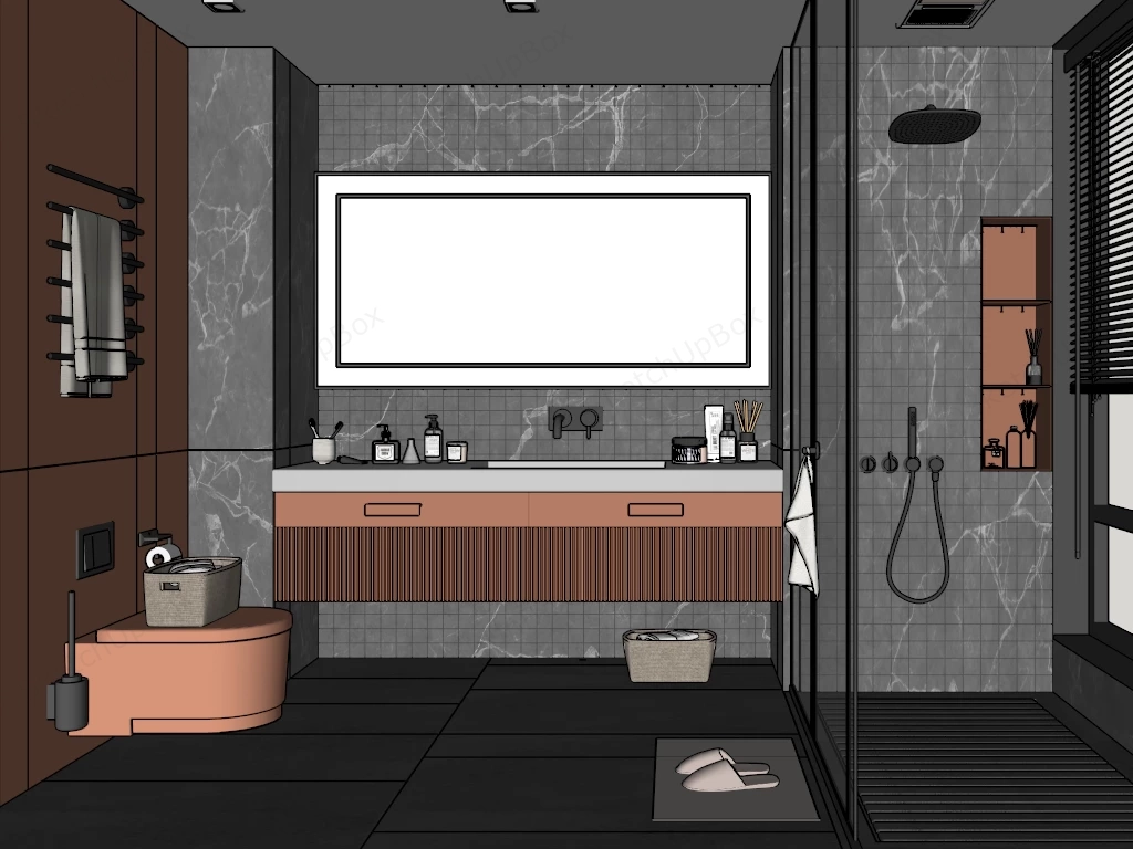 Luxurious And Highly Stylized Bathroom sketchup model preview - SketchupBox
