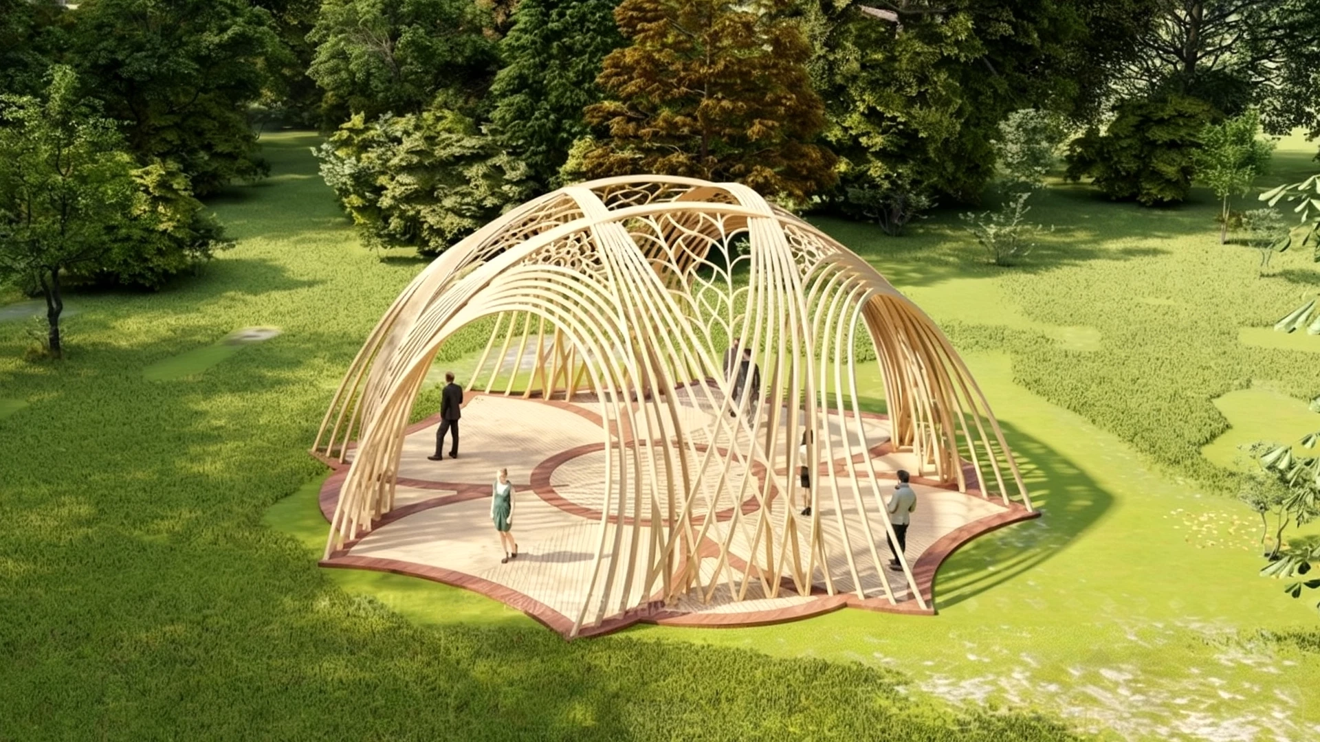 Parametric Timber Landscape Pavilion sketchup model preview - SketchupBox