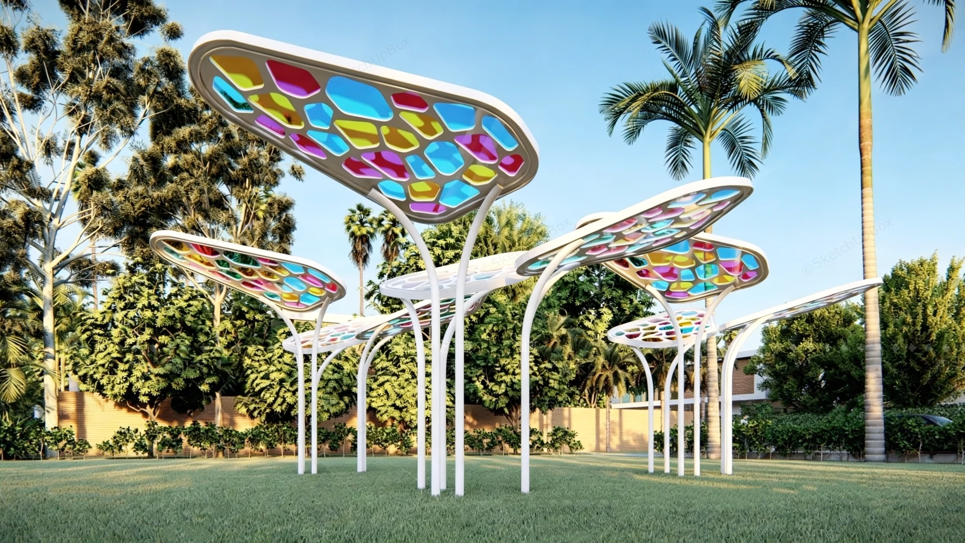 Colorful Butterfly Shaped Canopy Structure sketchup model preview - SketchupBox