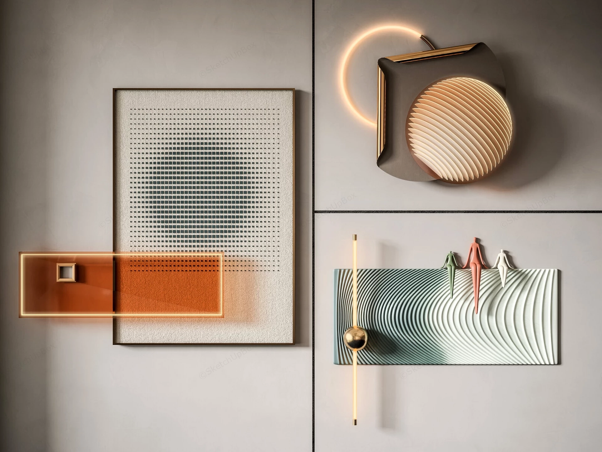 Modern Wall Decoration Arrangement sketchup model preview - SketchupBox