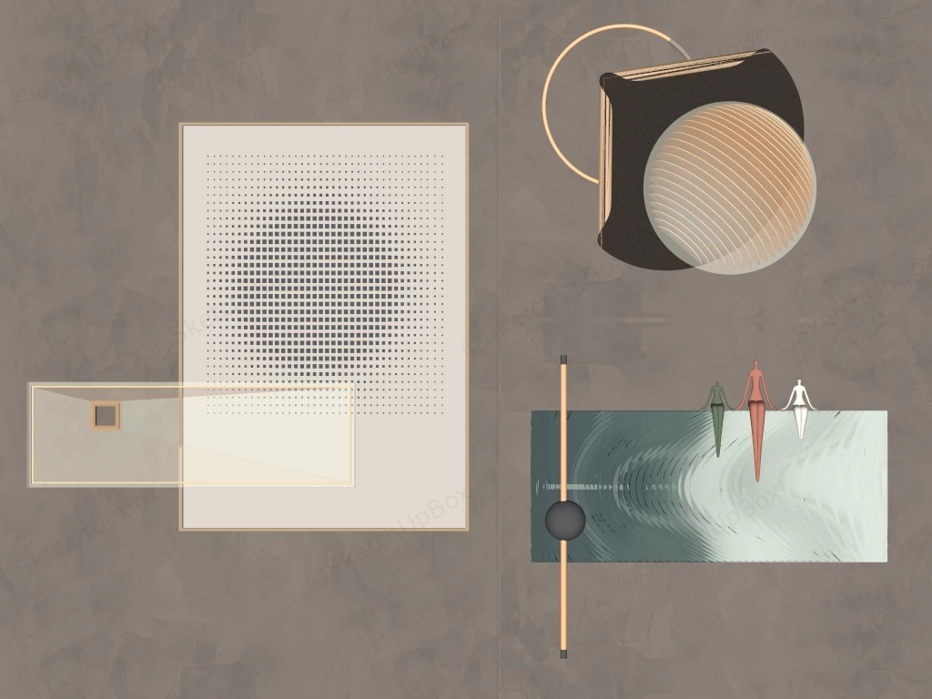 Modern Wall Decoration Arrangement sketchup model preview - SketchupBox