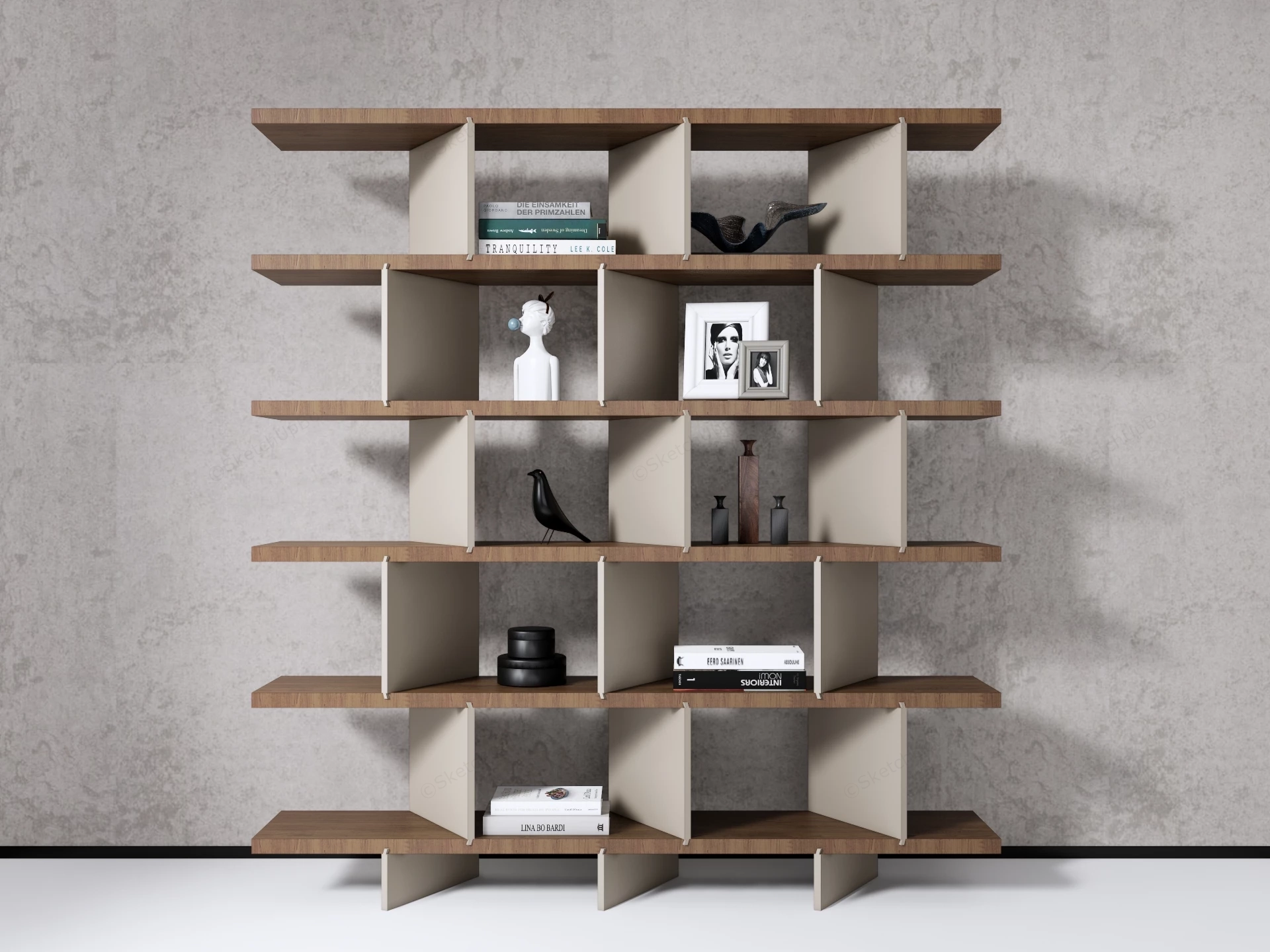 Modern Geometric Bookcase sketchup model preview - SketchupBox