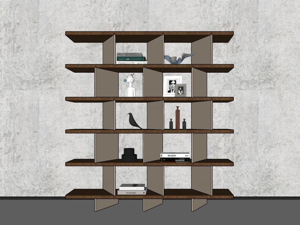 Modern Geometric Bookcase sketchup model preview - SketchupBox