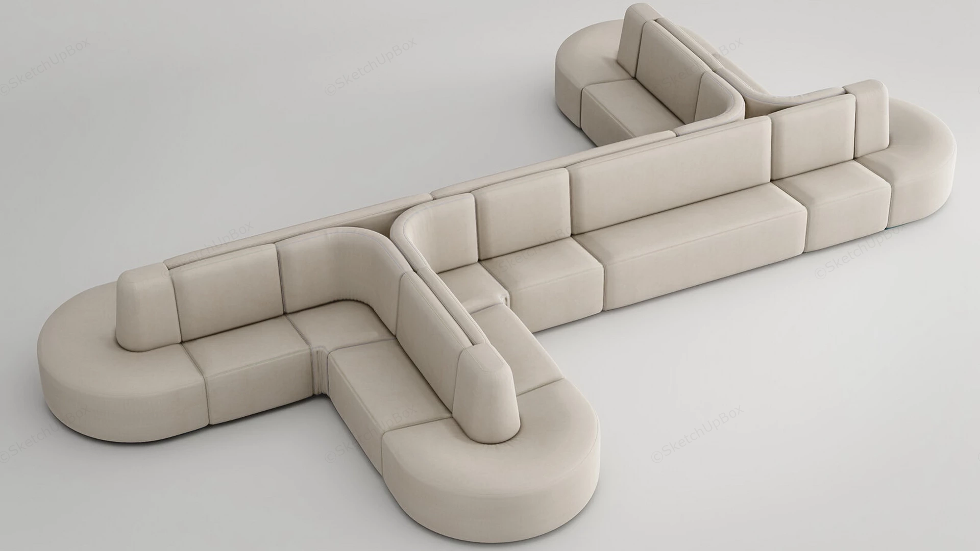 Large Contemporary Modular Sofa sketchup model preview - SketchupBox