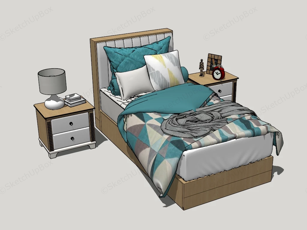 Modern Single Bedroom Set sketchup model preview - SketchupBox