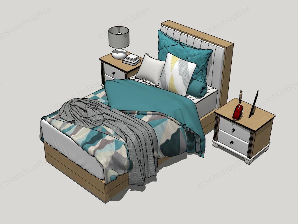 Modern Single Bedroom Set sketchup model preview - SketchupBox