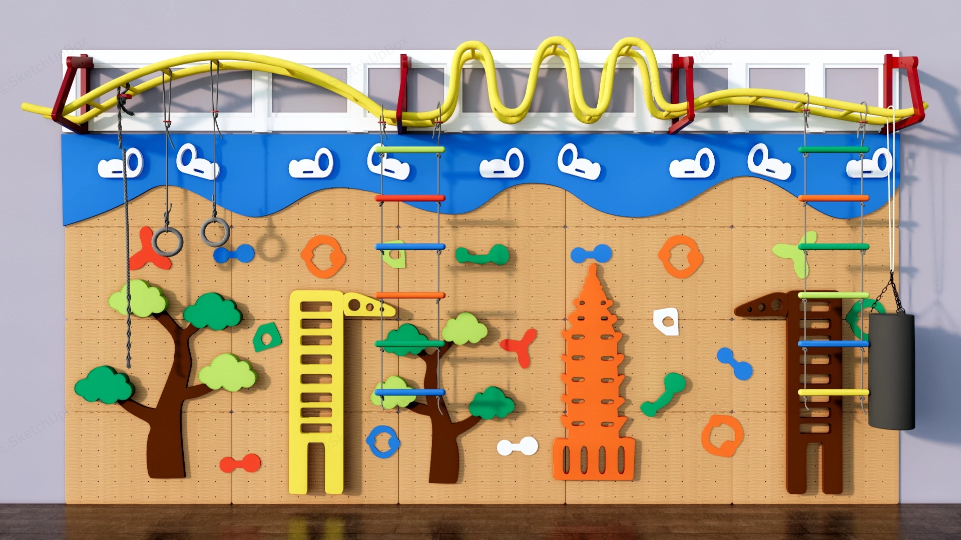 Indoor Children's Modular Climbing Wall sketchup model preview - SketchupBox