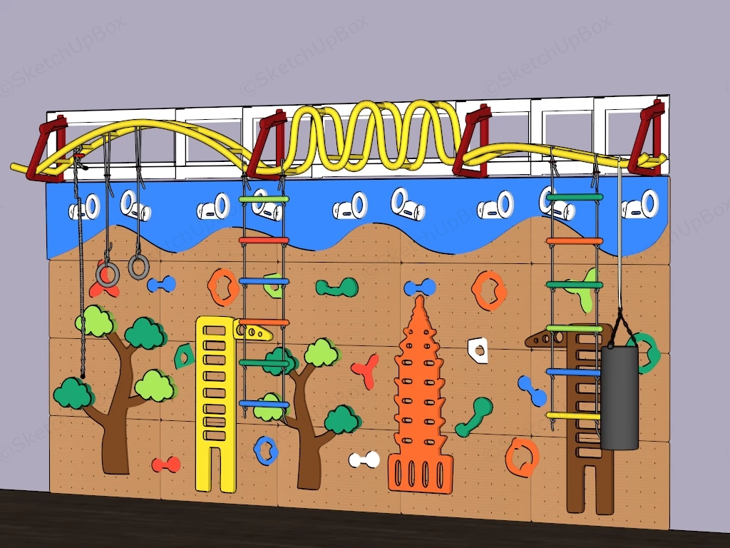 Indoor Children's Modular Climbing Wall sketchup model preview - SketchupBox