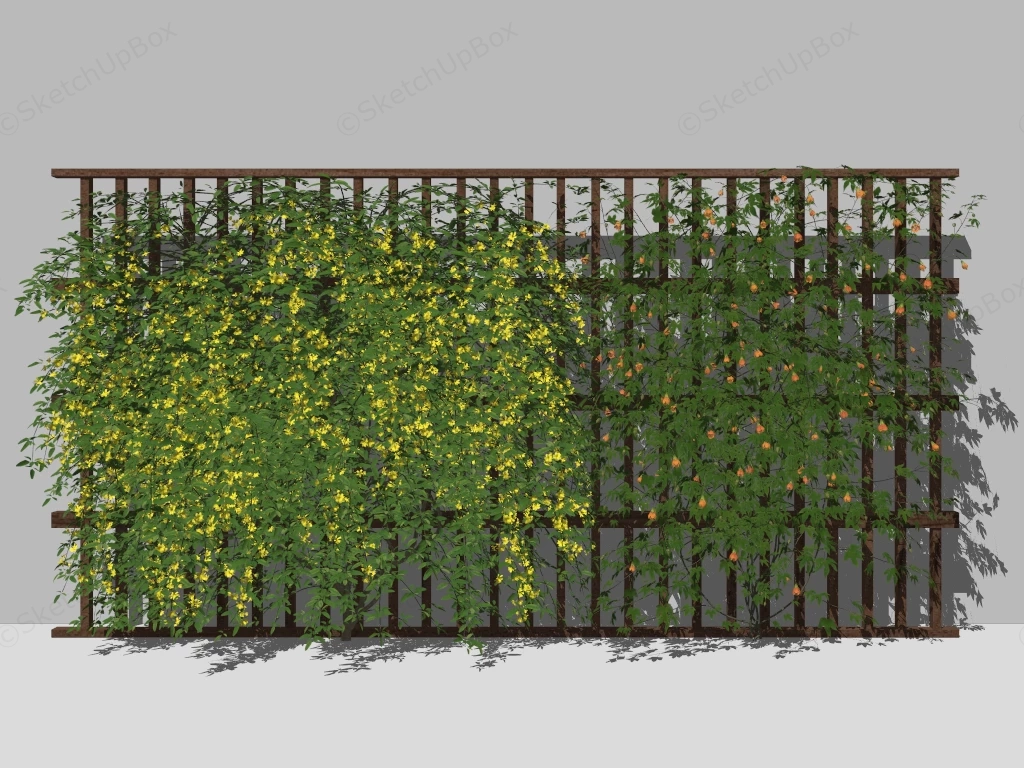 Climbing Flowering Vines Privacy Fence sketchup model preview - SketchupBox