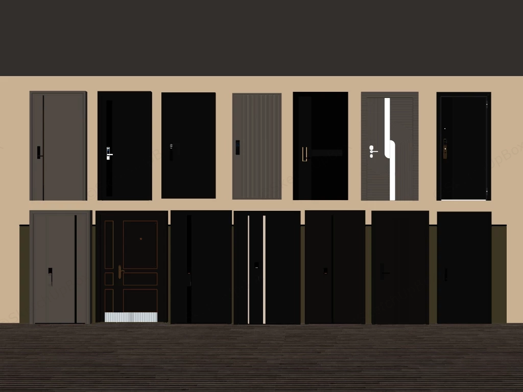 Collection Of 14 Modern Security Front Doors sketchup model preview - SketchupBox