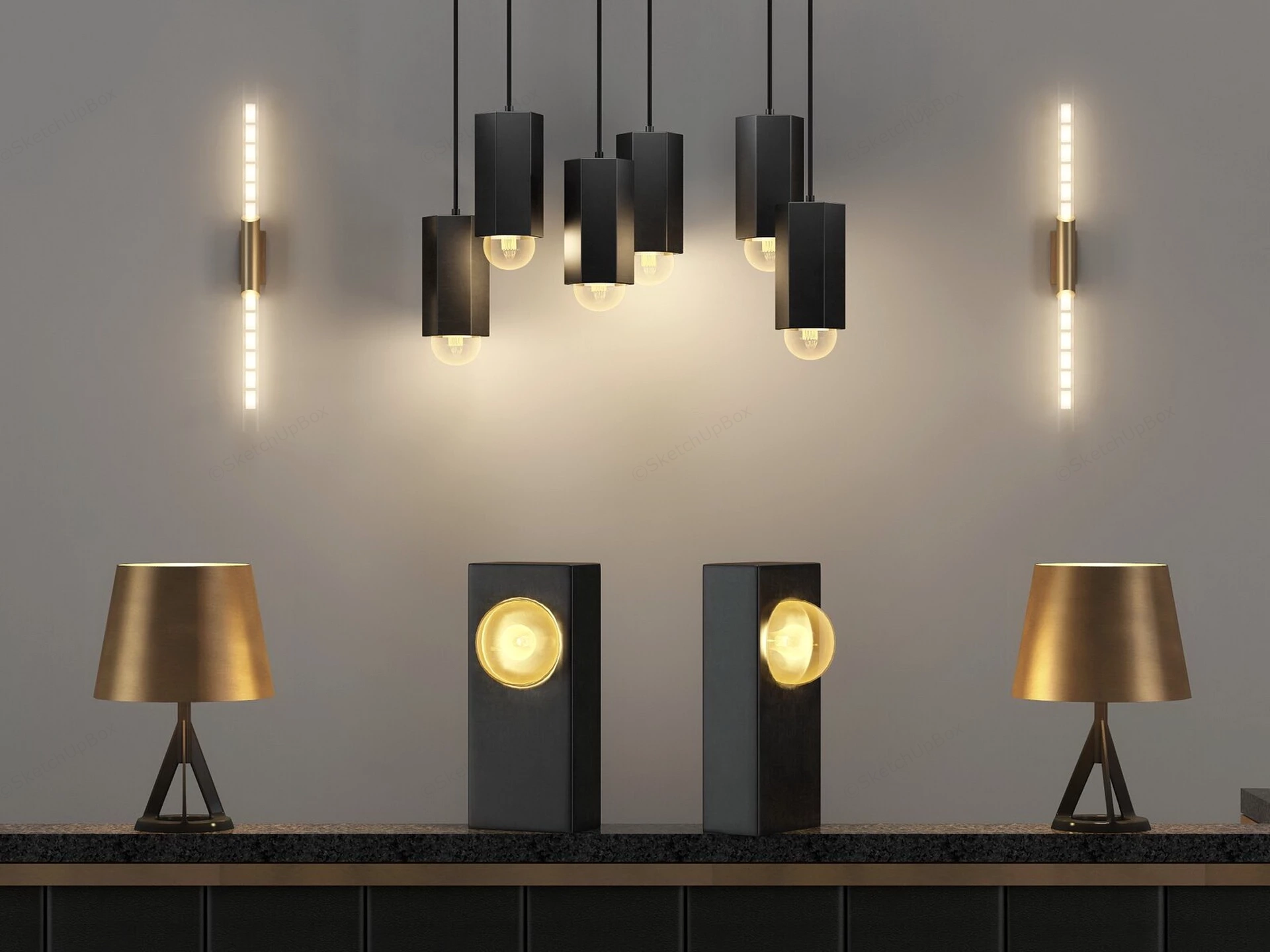 Collection Of Modern Lighting Fixtures sketchup model preview - SketchupBox