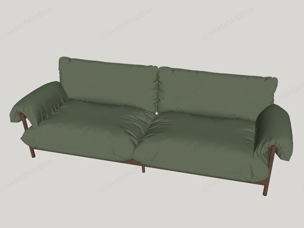 Modern Plush Two Seater Sofa sketchup model preview - SketchupBox