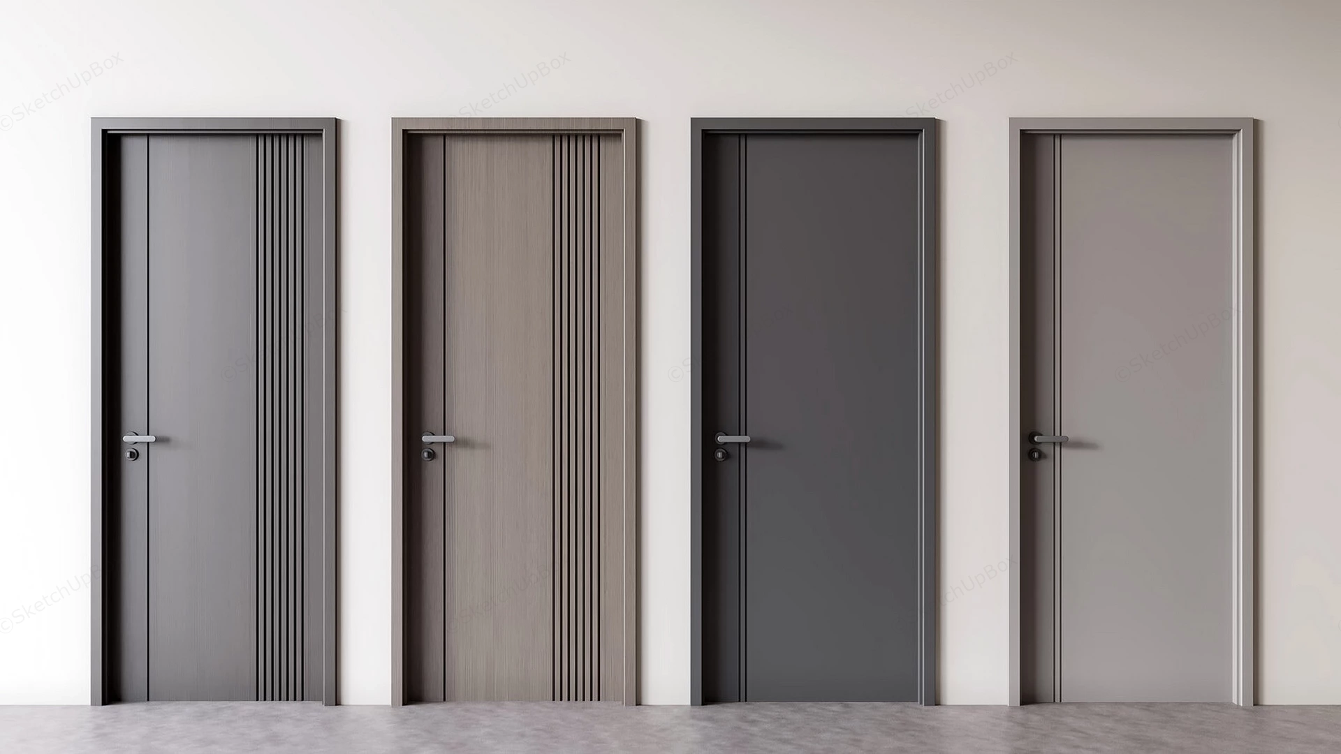 Four Modern Interior Doors sketchup model preview - SketchupBox