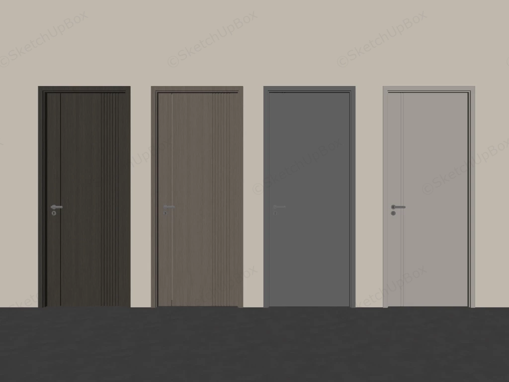 Four Modern Interior Doors sketchup model preview - SketchupBox