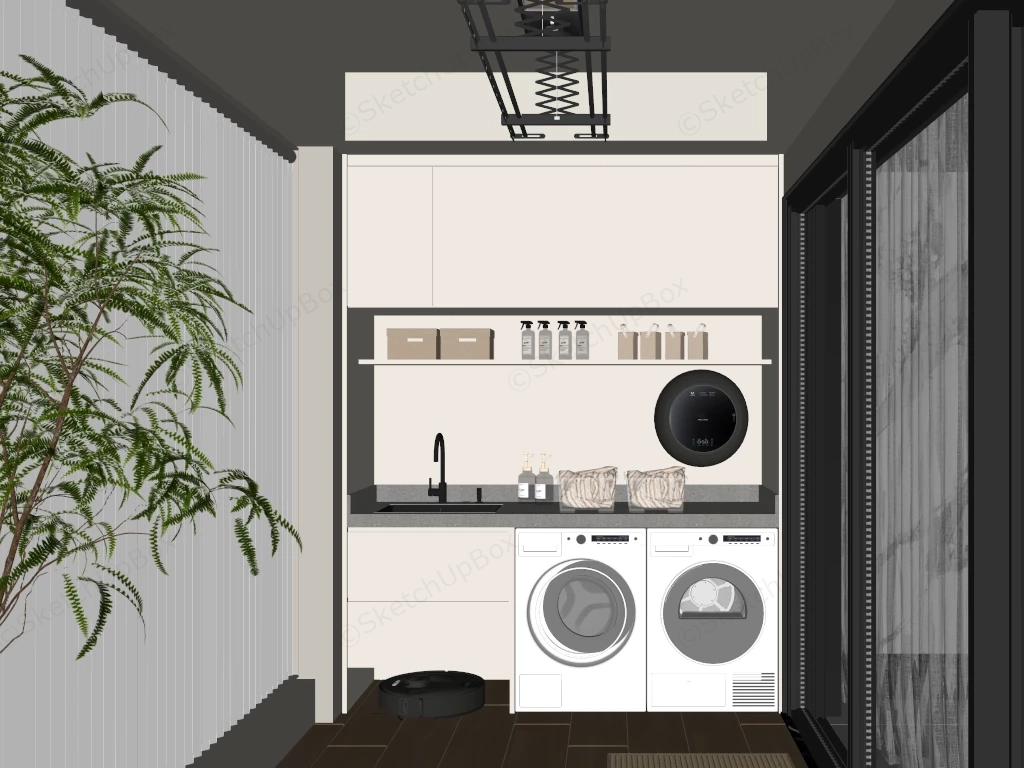Modern Minimalist Balcony Laundry Station sketchup model preview - SketchupBox