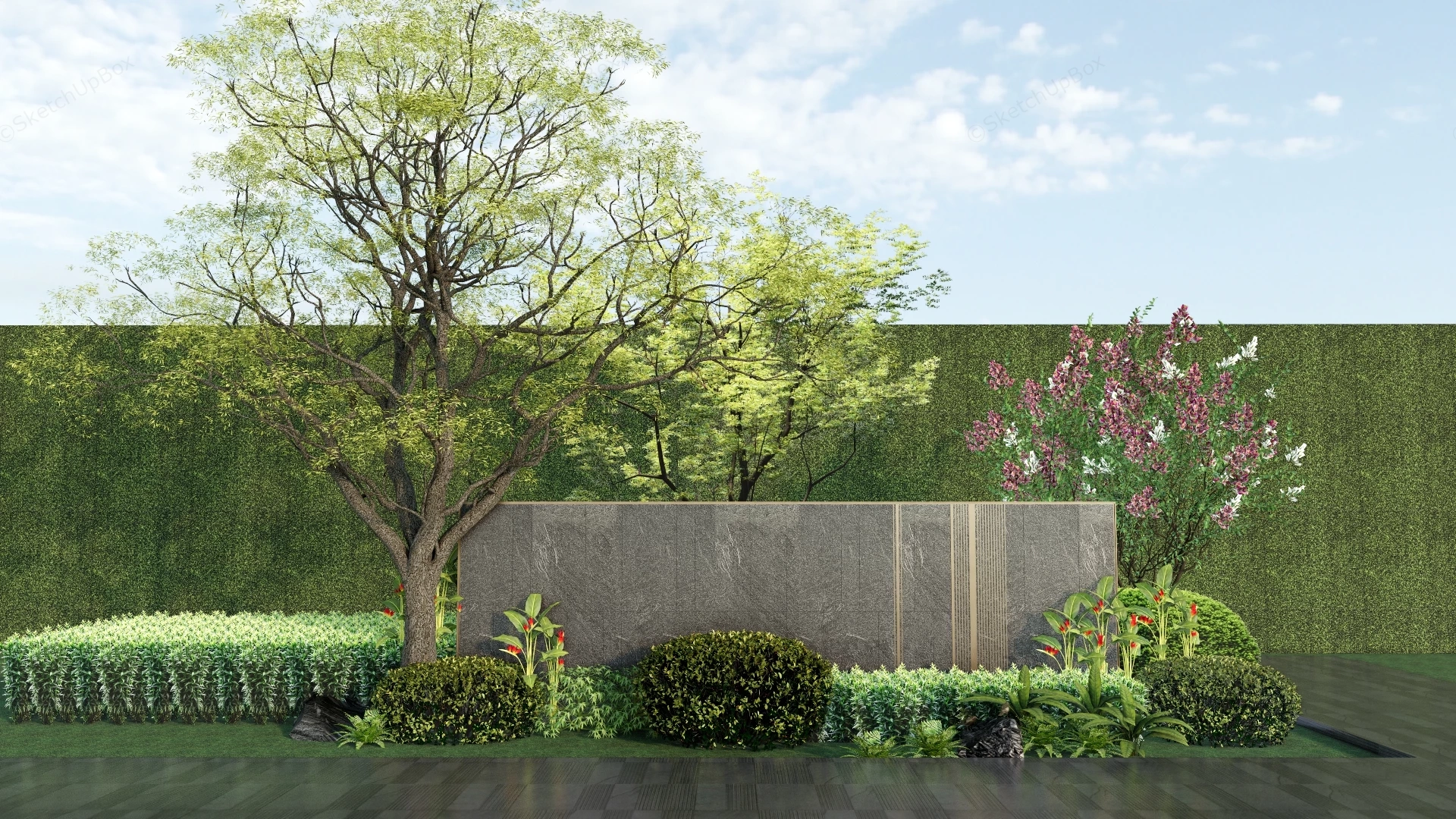 Modern Minimalist Garden Landscape sketchup model preview - SketchupBox