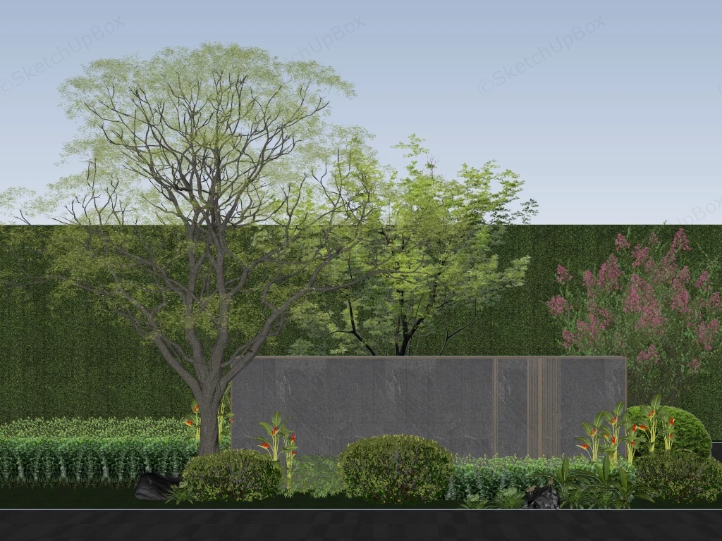 Modern Minimalist Garden Landscape sketchup model preview - SketchupBox