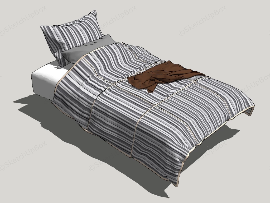 Single Twin Sized Bed sketchup model preview - SketchupBox
