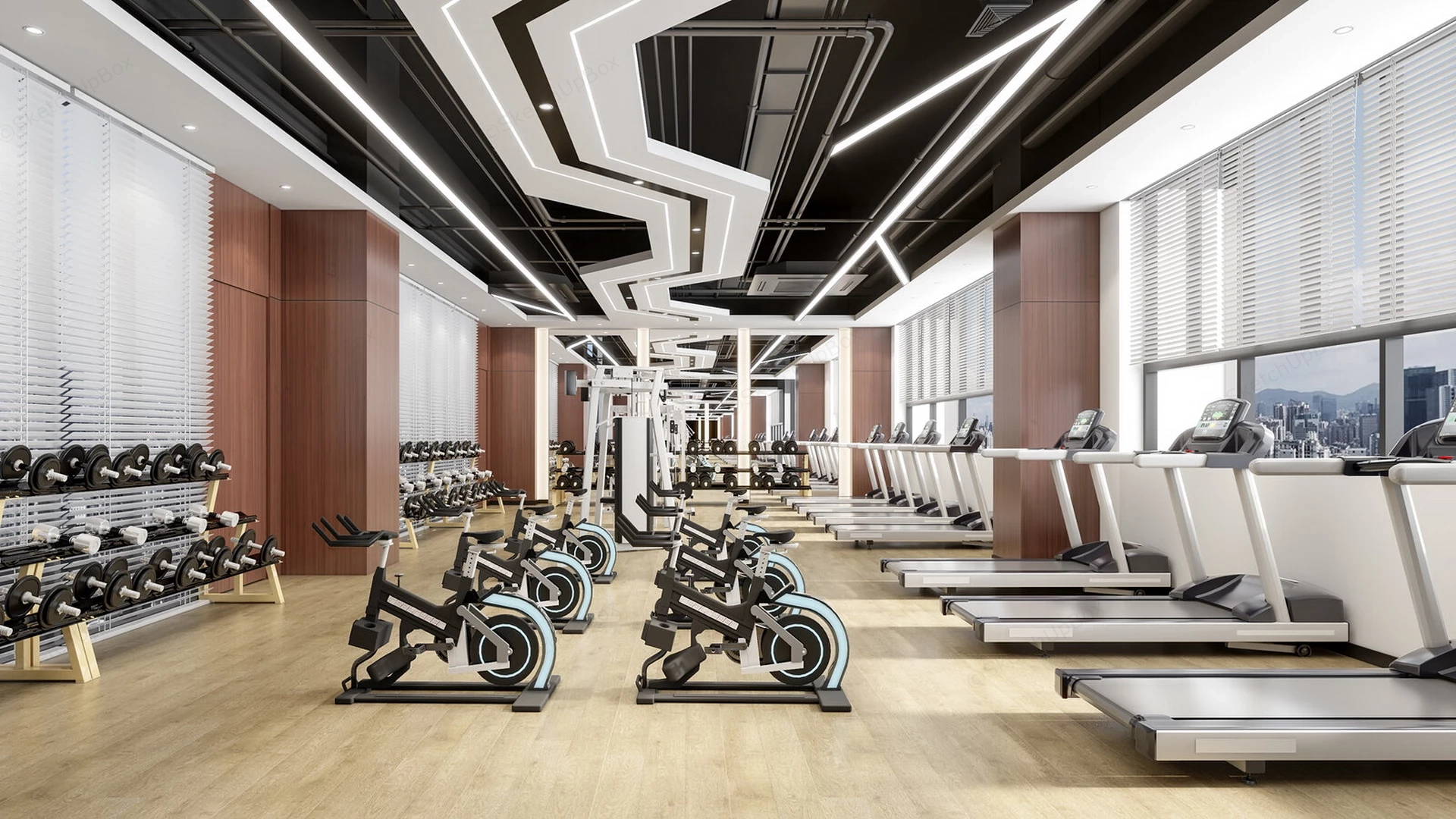 Modern Commercial Fitness Center sketchup model preview - SketchupBox