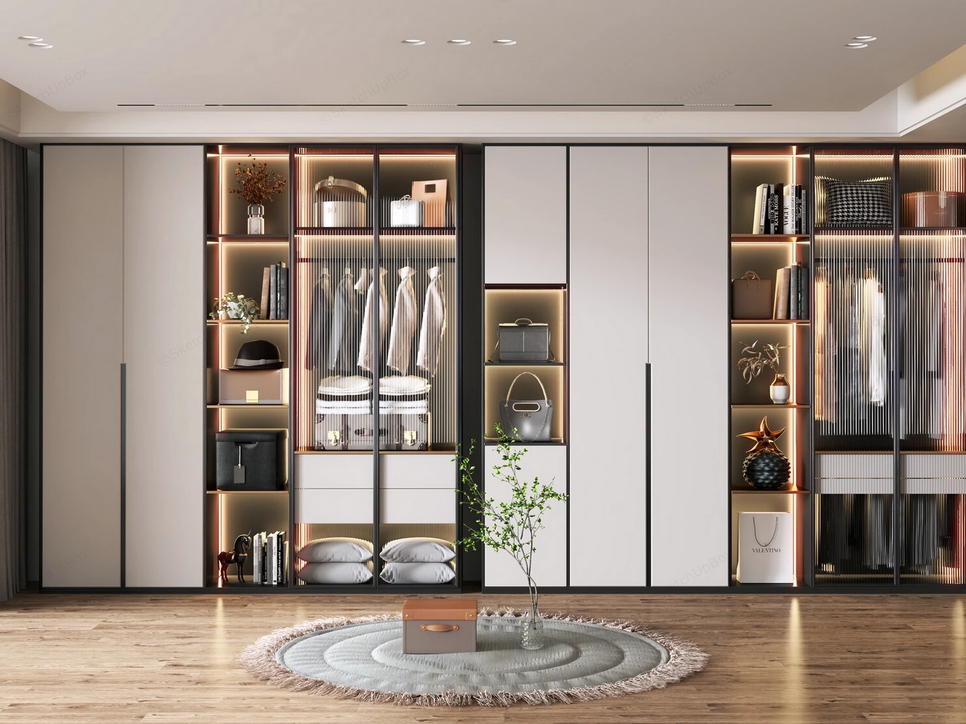 Modern Built In Wardrobe Closet sketchup model preview - SketchupBox