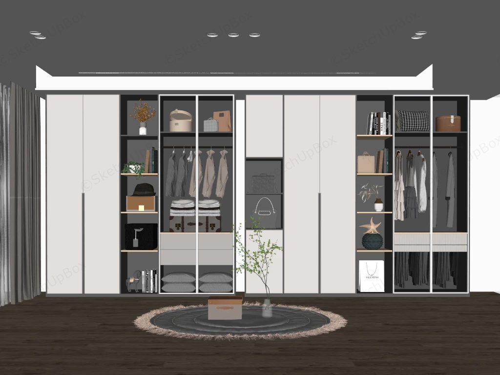 Modern Built In Wardrobe Closet sketchup model preview - SketchupBox