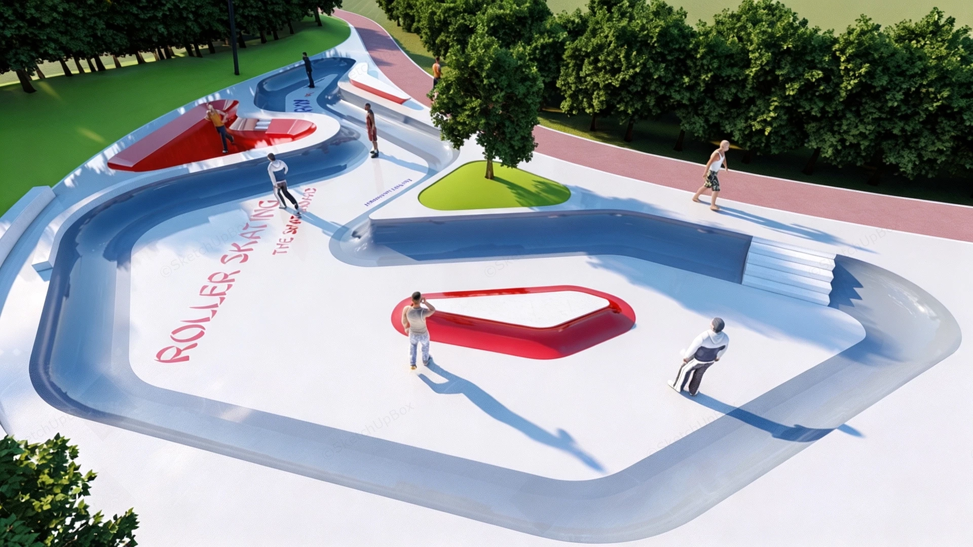 Outdoor Roller Skating Or Skate Park Facility sketchup model preview - SketchupBox