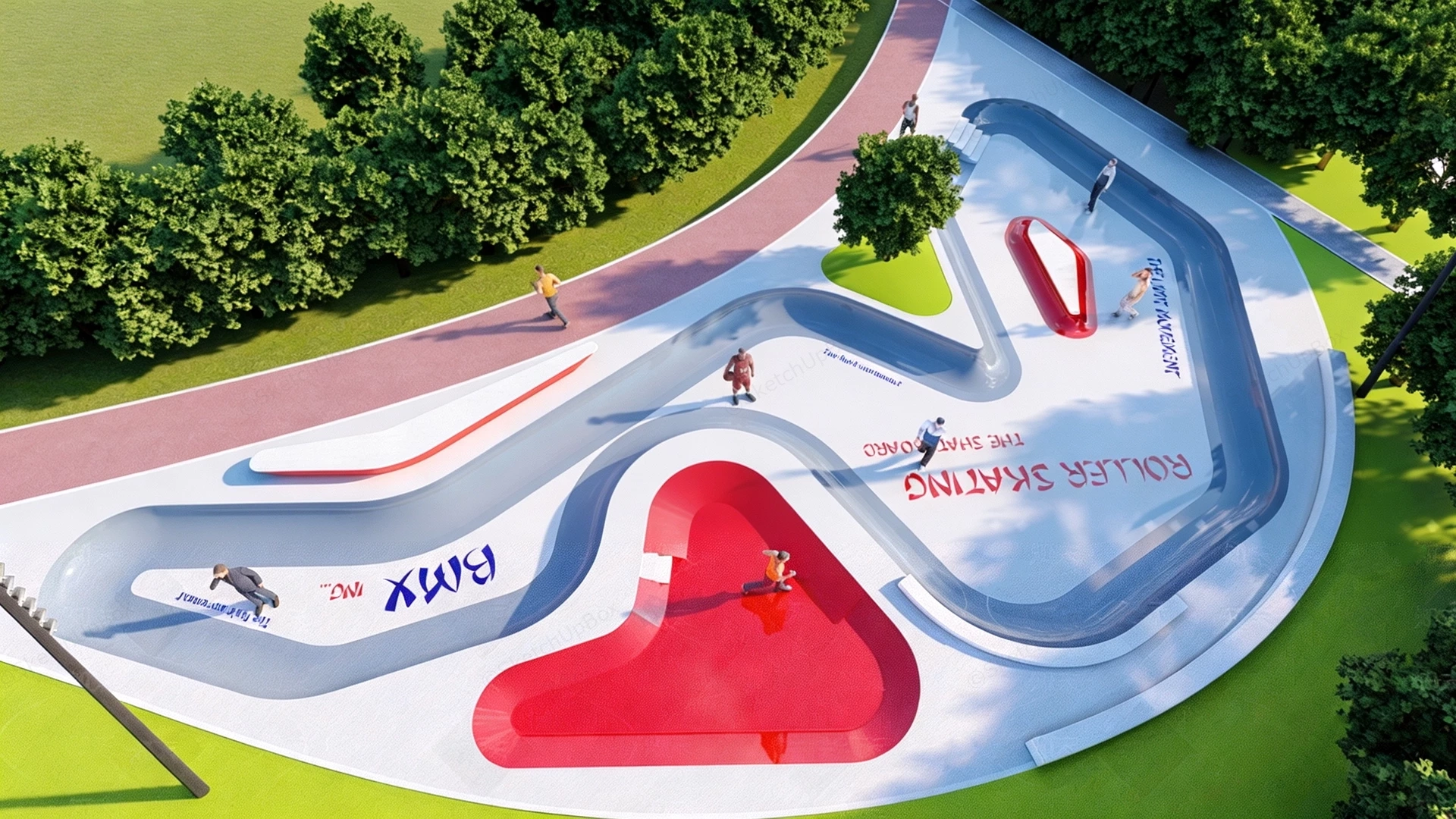 Outdoor Roller Skating Or Skate Park Facility sketchup model preview - SketchupBox
