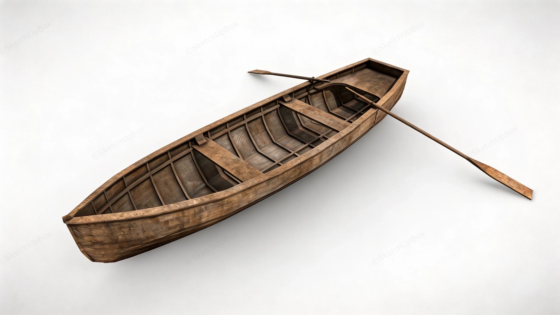 Traditional Wooden Rowboat sketchup model preview - SketchupBox