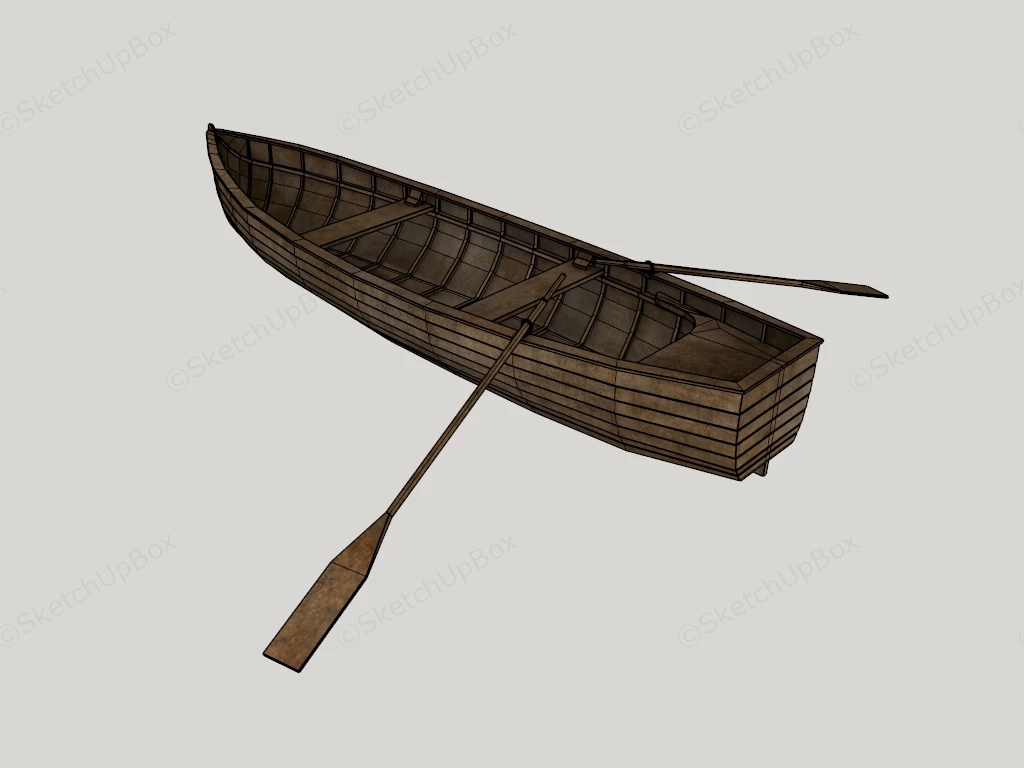 Traditional Wooden Rowboat sketchup model preview - SketchupBox