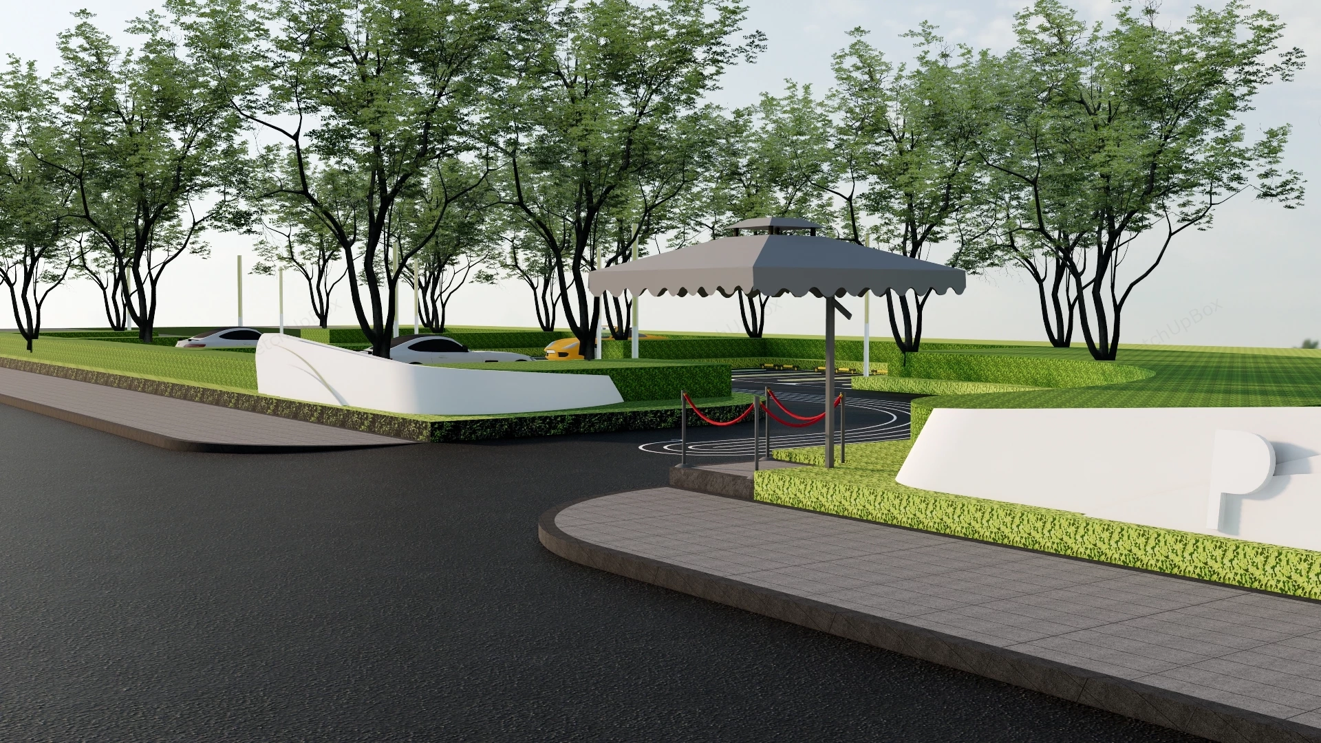 Modern Commercial Parking Lot Layout sketchup model preview - SketchupBox