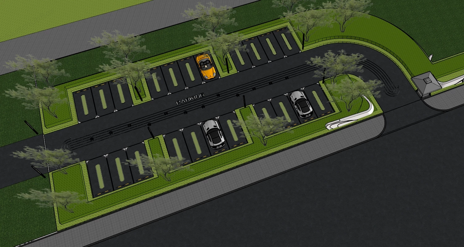 Modern Commercial Parking Lot Layout sketchup model preview - SketchupBox