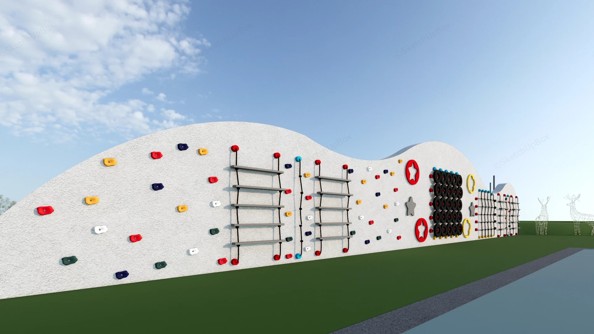 Modular Outdoor Children's Climbing Wall sketchup model preview - SketchupBox