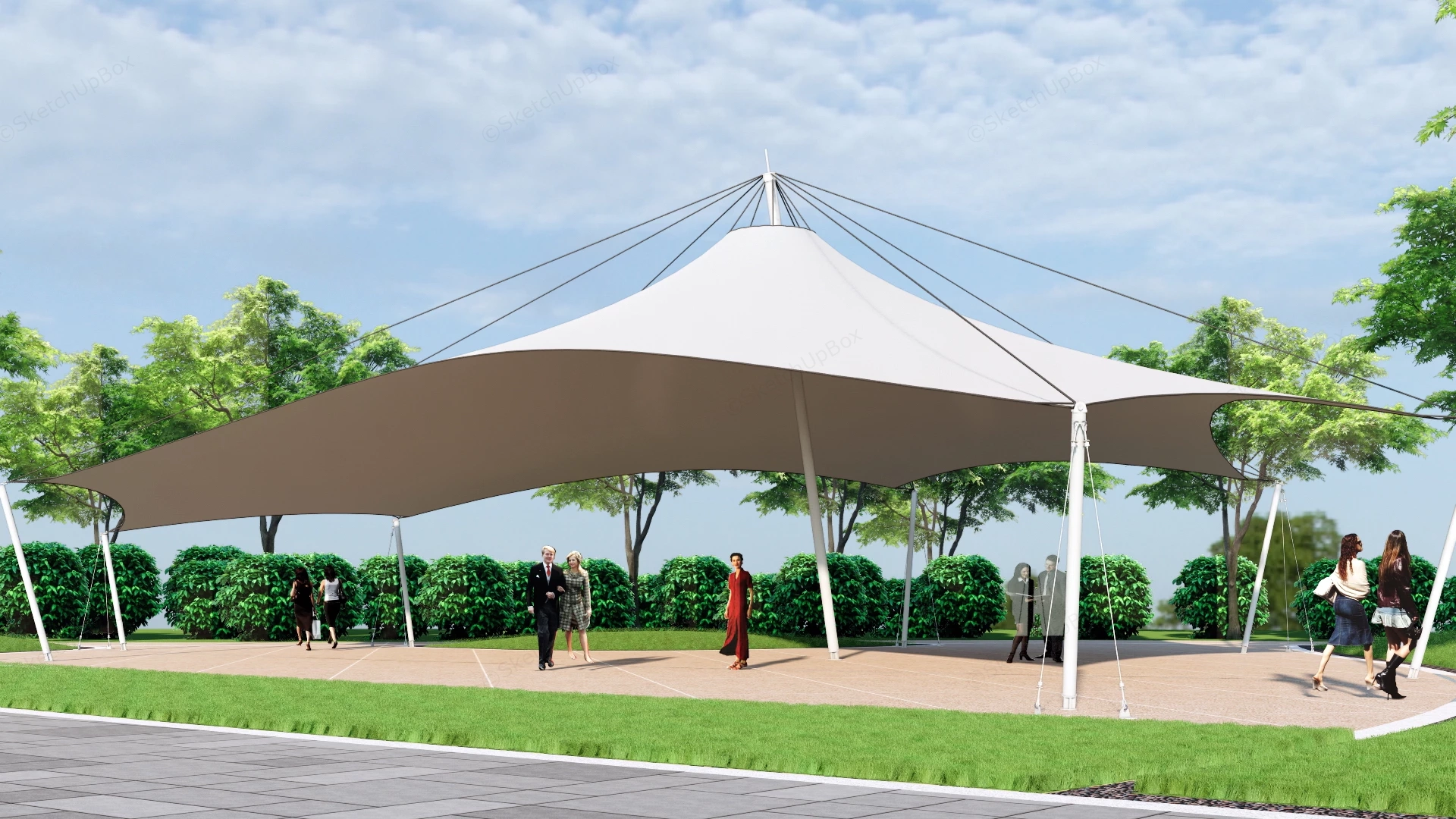 Modern Tensile Membrane Structure sketchup model preview - SketchupBox