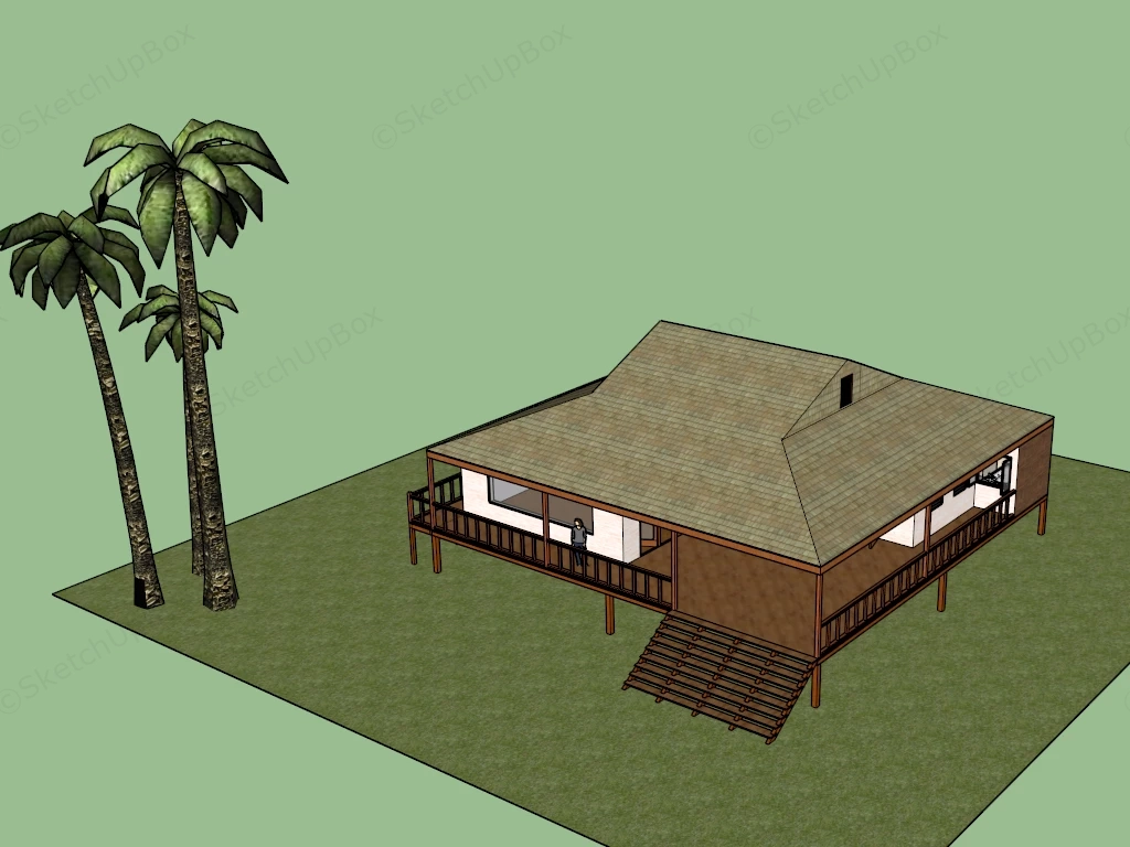Elevated Timber Frame House sketchup model preview - SketchupBox