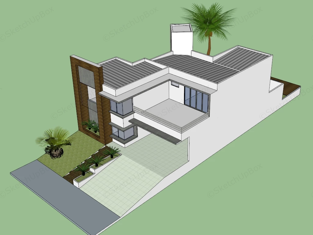 Modern Two Story Residential House sketchup model preview - SketchupBox
