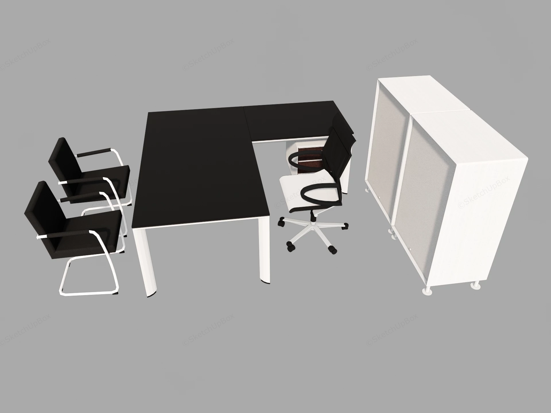 Modern Minimalist Office Furniture Set sketchup model preview - SketchupBox