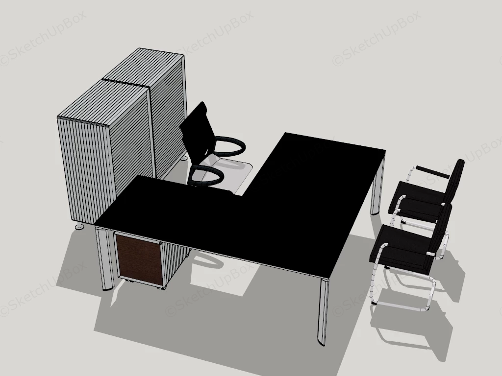 Modern Minimalist Office Furniture Set sketchup model preview - SketchupBox