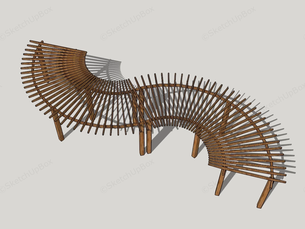 Curved Wooden Pergola sketchup model preview - SketchupBox