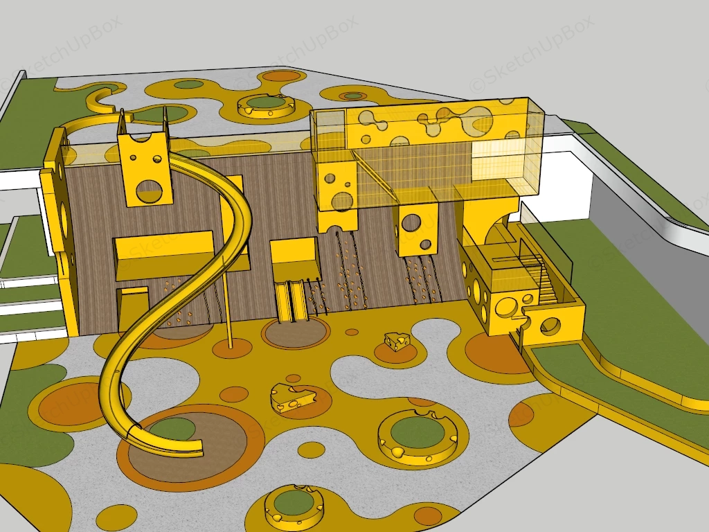 Cheese Themed Outdoor Playground Structure sketchup model preview - SketchupBox