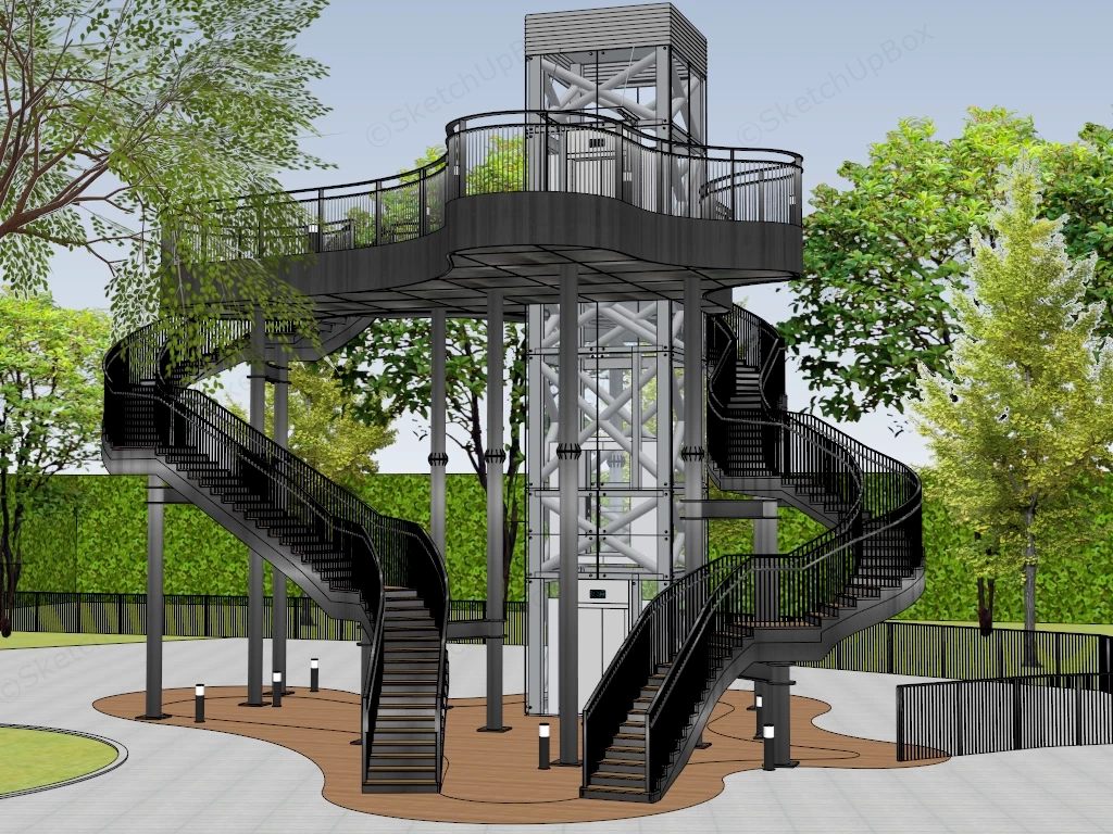 Multi Tiered Metal Observation Tower sketchup model preview - SketchupBox
