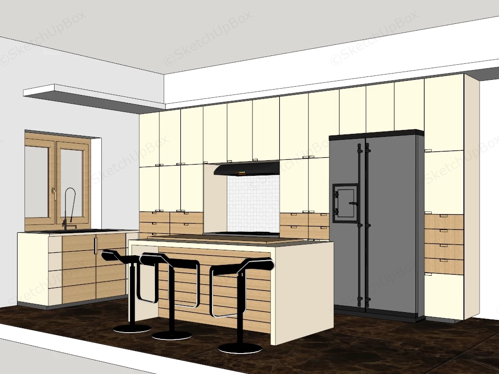 Modern Kitchen With Central Island sketchup model preview - SketchupBox