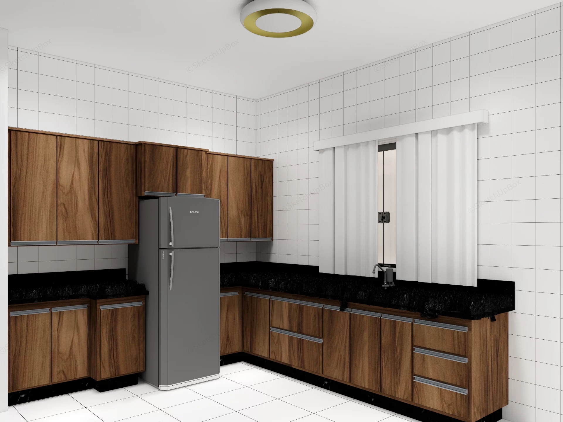 Modern L Shaped Kitchen sketchup model preview - SketchupBox