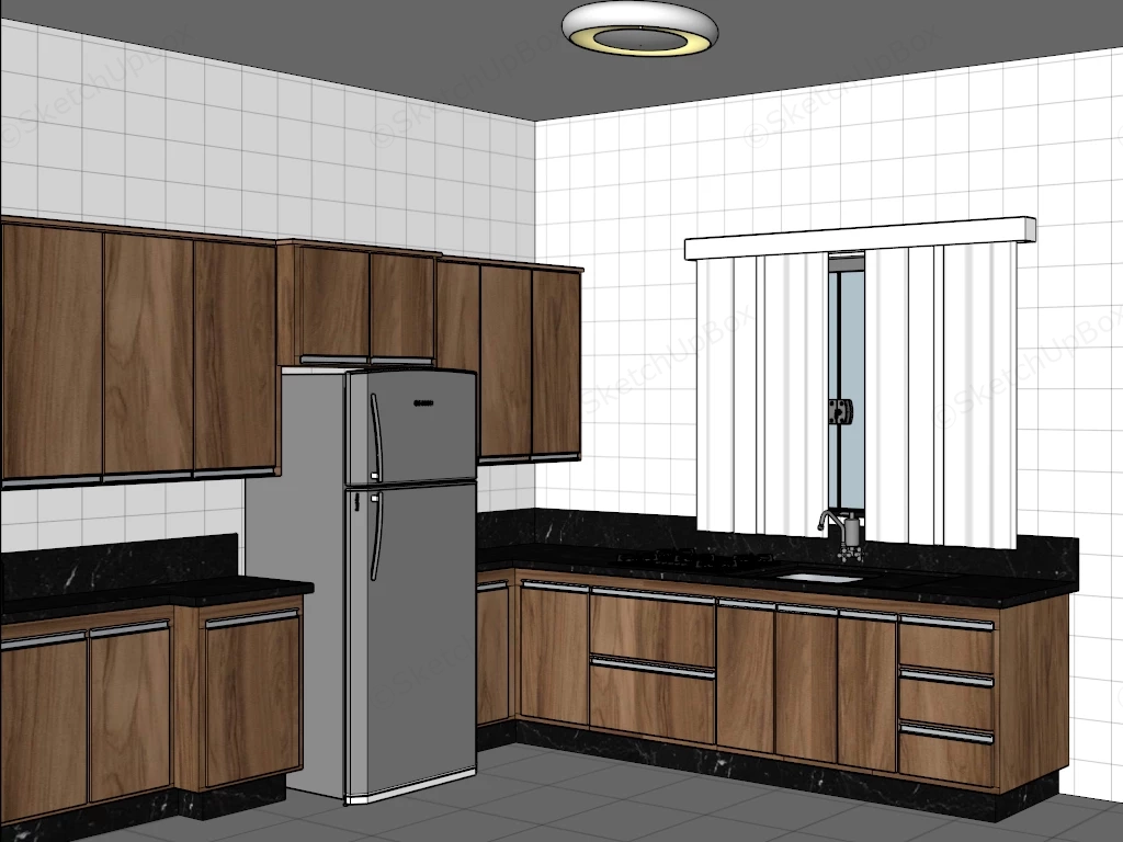 Modern L Shaped Kitchen sketchup model preview - SketchupBox