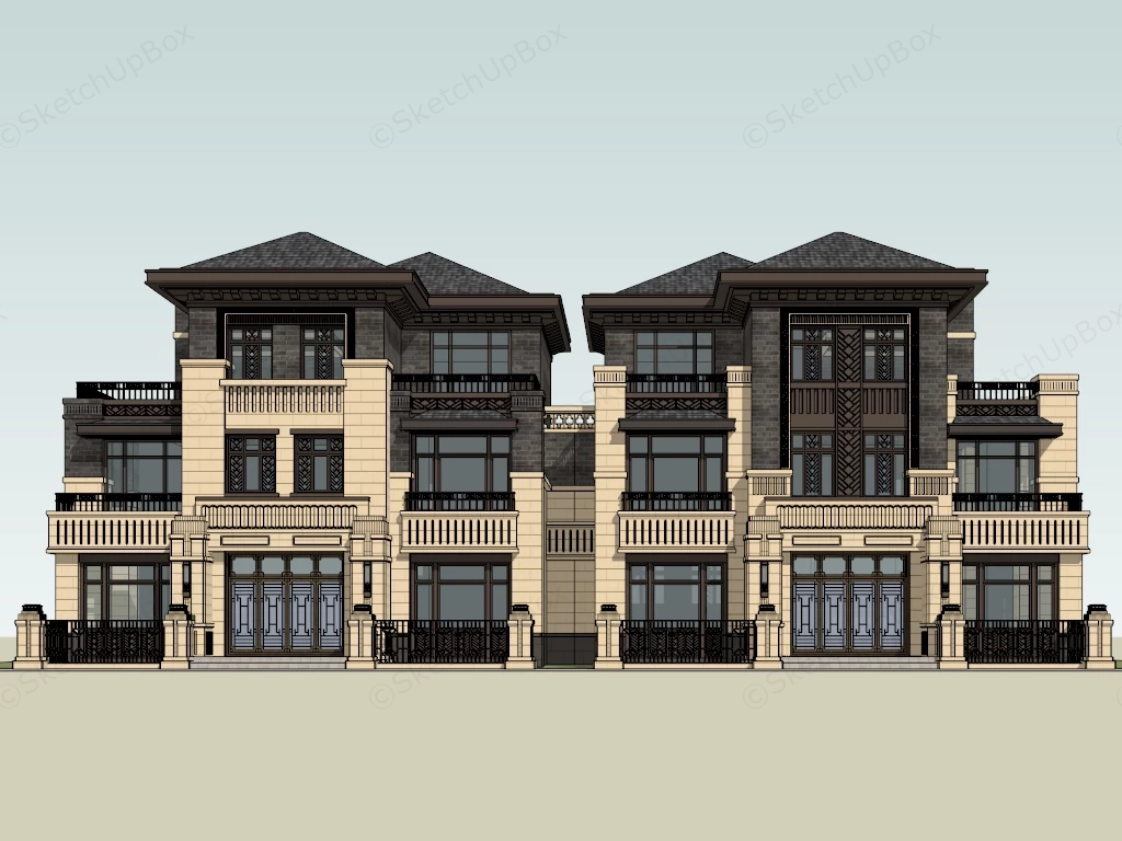 Luxury Multi Family Residential Building sketchup model preview - SketchupBox